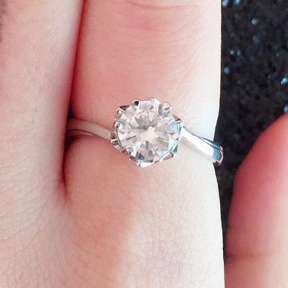 💍 Dainty Gemstone CZ Elegant Silver Engagement Rings for Women, INDN8104 - Picture 4 of 7